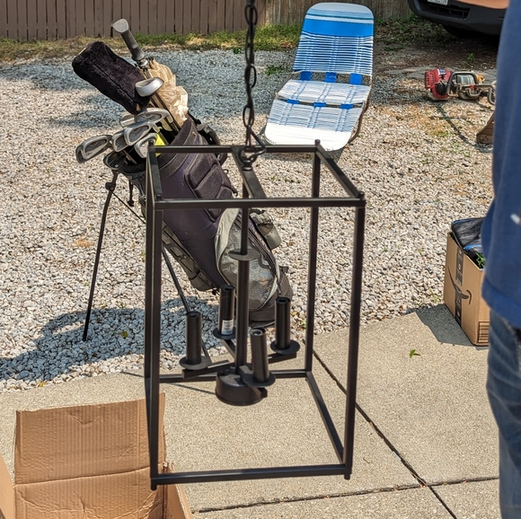 Chandelier Open Cage Black Matte Industrial - Picture 14 of 15